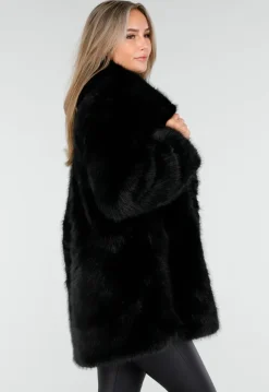 Zwarte Faux Fur Jas met Ceintuur