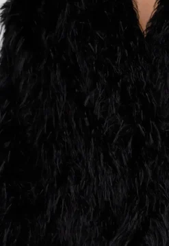 Zwarte Faux Fur Jas met Langharige Textuur