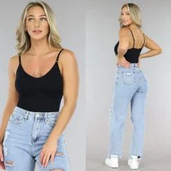 Zwarte Fijngebreide Stretch Bodysuit