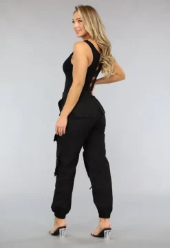 Zwarte Fishnet Playsuit met Cut Out