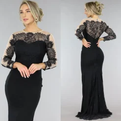 Zwarte Galajurk met Mesh en Kanten Details