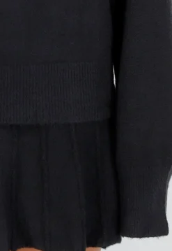 Zwarte Gebreide 2-Piece Set met Trui en Rok