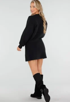 Zwarte Gebreide 2-Piece Set met Vest en Rok