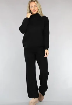 Zwarte Gebreide Two Piece met Col