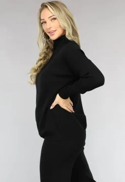Zwarte Gebreide Two Piece met Col