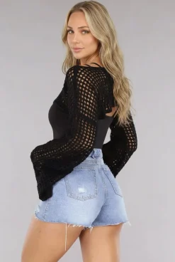 Zwarte Gehaakte Bohemian Bolero