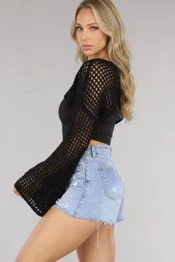 Zwarte Gehaakte Bohemian Bolero