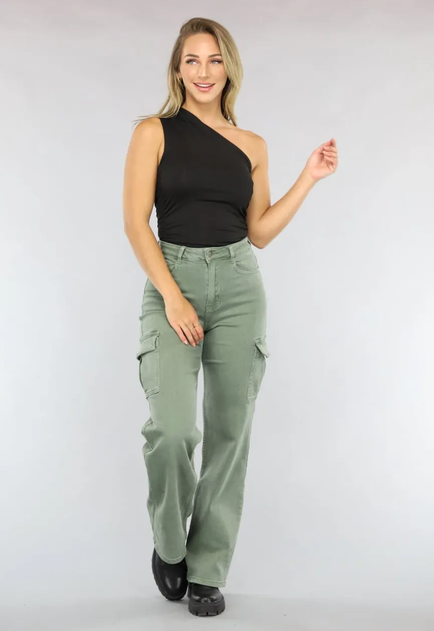 Zwarte Geplooide One Shoulder Top