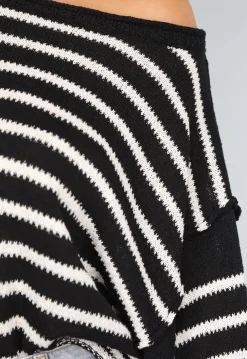 Zwarte Gestreepte Oversized Trui