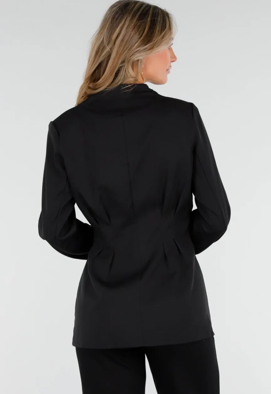 Zwarte Getailleerde Blazer Zonder Kraag