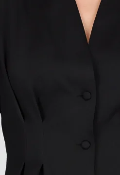 Zwarte Getailleerde Blazer Zonder Kraag