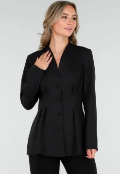 Zwarte Getailleerde Blazer Zonder Kraag