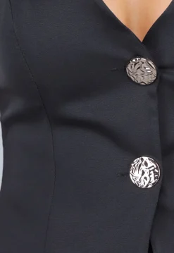 Zwarte Gilet Suit met Statement Knopen