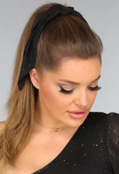 Zwarte Glitter Scrunchie met Strikdetail