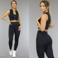 Zwarte Grove Rib Sport Legging met Scrunch