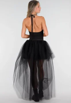 Zwarte Haltertop met Studdetails en Open Rug