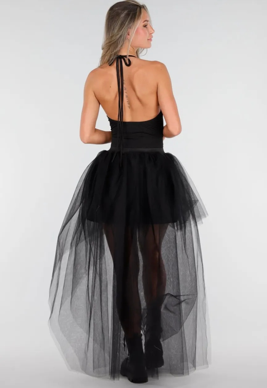 Zwarte Haltertop met Studdetails en Open Rug