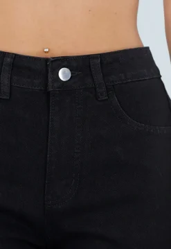 Zwarte High Waist Jeans met Rechte Pijpen