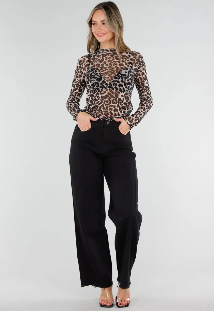 Zwarte High Waist Jeans met Rechte Pijpen