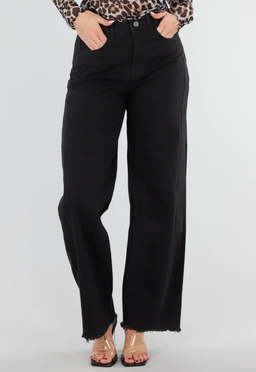 Zwarte High Waist Jeans met Rechte Pijpen
