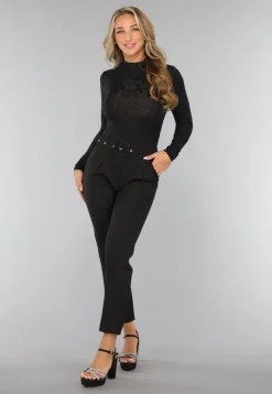 Zwarte High Waist Pantalon met Riem