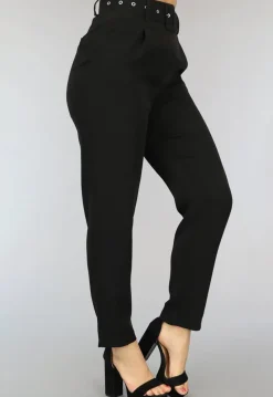 Zwarte High Waist Pantalon met Riem