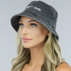 Zwarte I Don't Care Bucket Hat