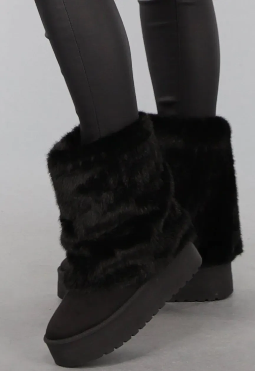 Zwarte Imitatie Bont Snowboots