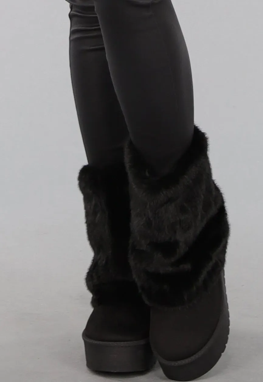 Zwarte Imitatie Bont Snowboots