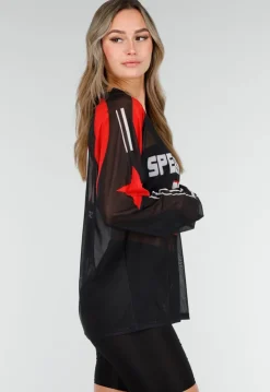 Zwarte Jersey Top met Lange Mouwen en Print