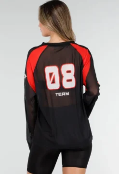 Zwarte Jersey Top met Lange Mouwen en Print