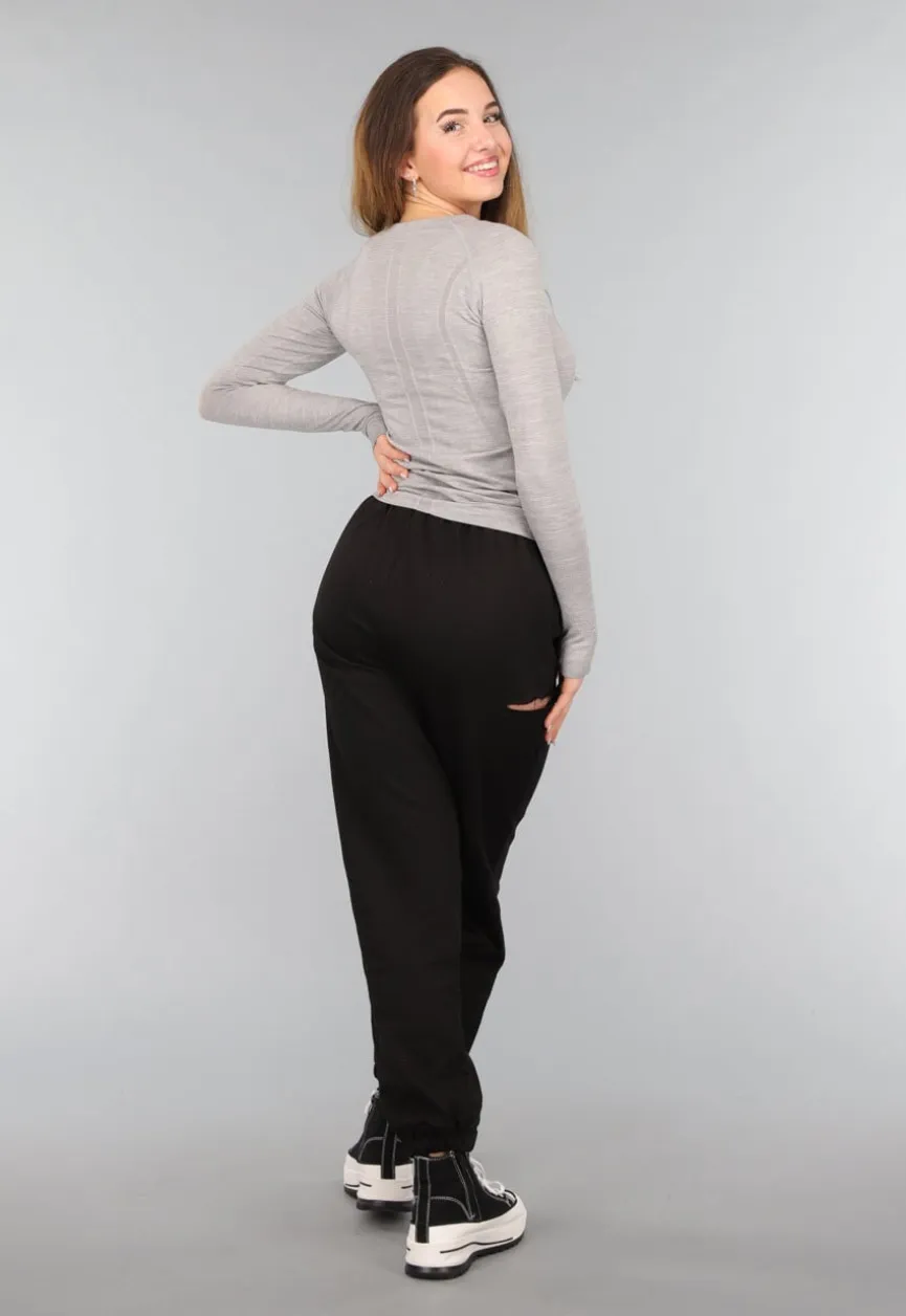 Zwarte Joggingbroek met Cutout