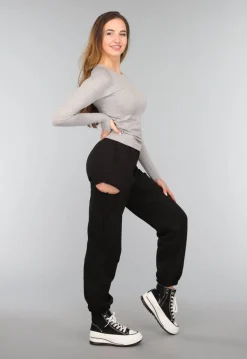 Zwarte Joggingbroek met Cutout