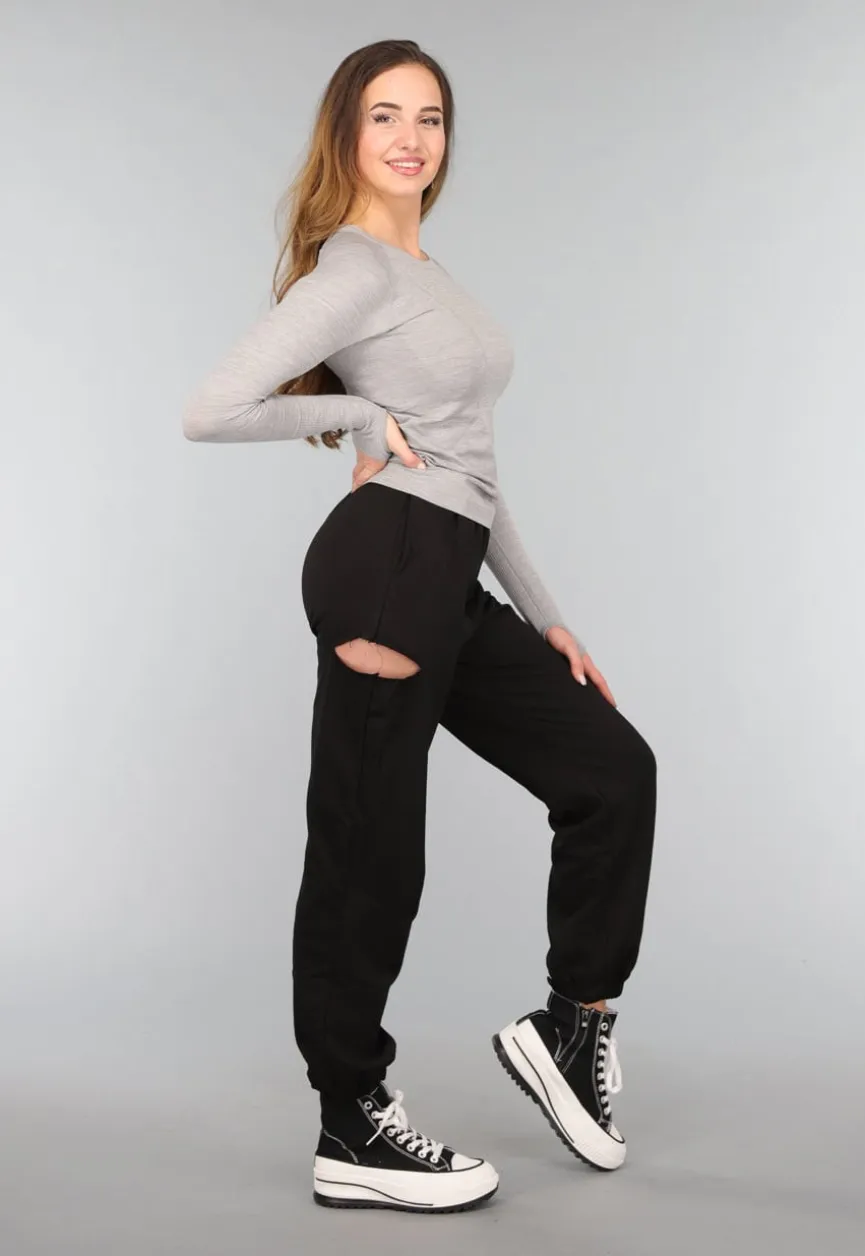 Zwarte Joggingbroek met Cutout