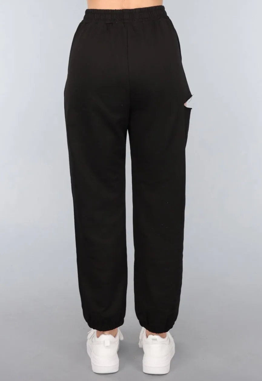 Zwarte Joggingbroek met Cutout