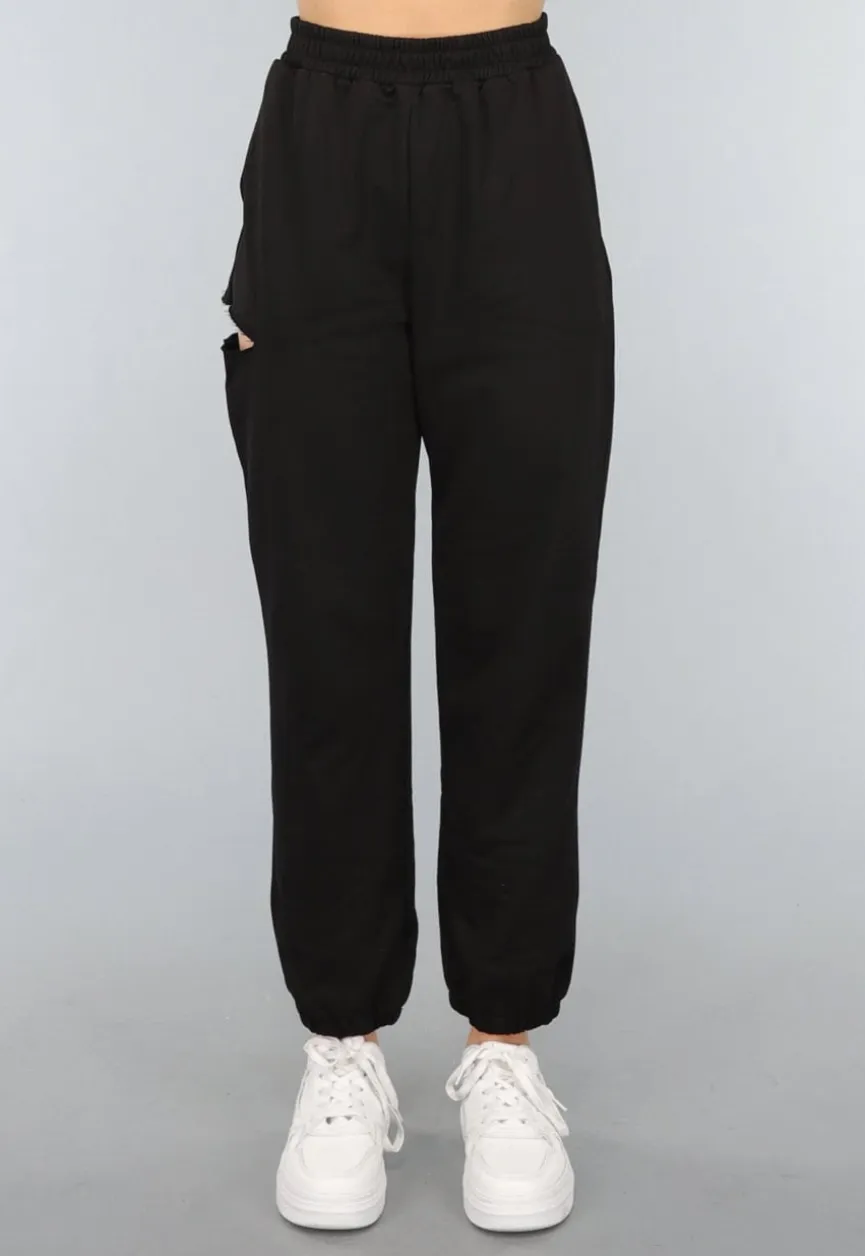 Zwarte Joggingbroek met Cutout