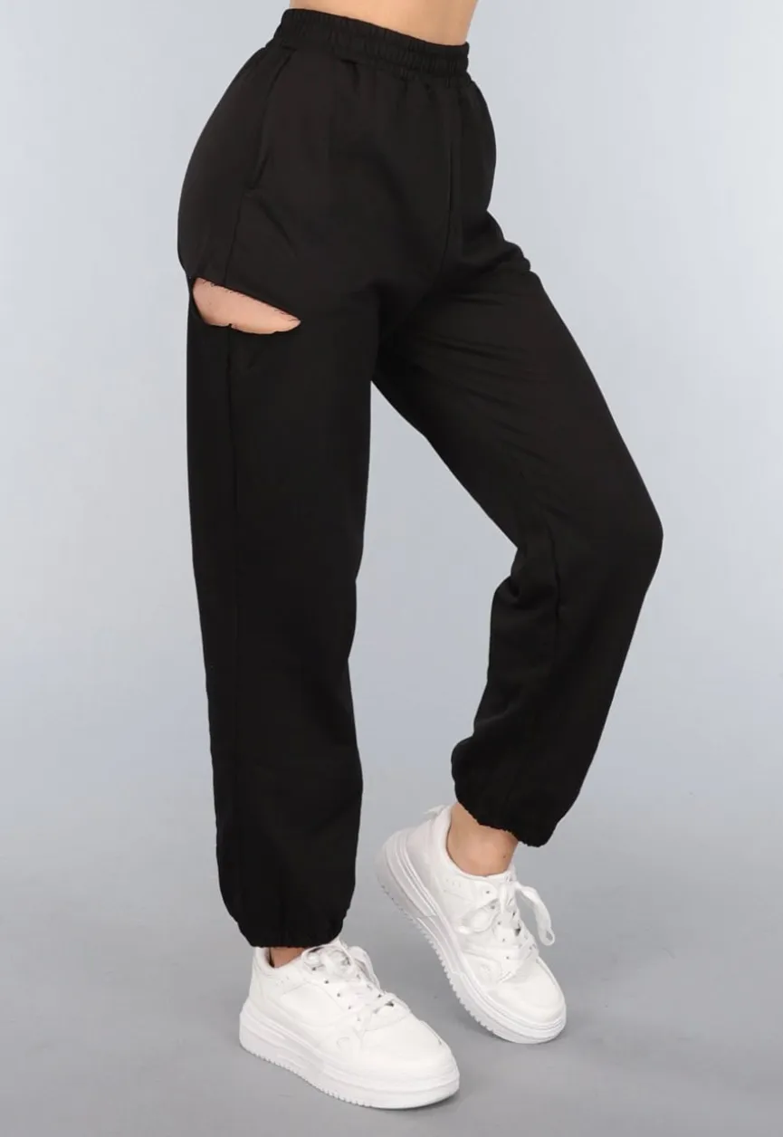 Zwarte Joggingbroek met Cutout