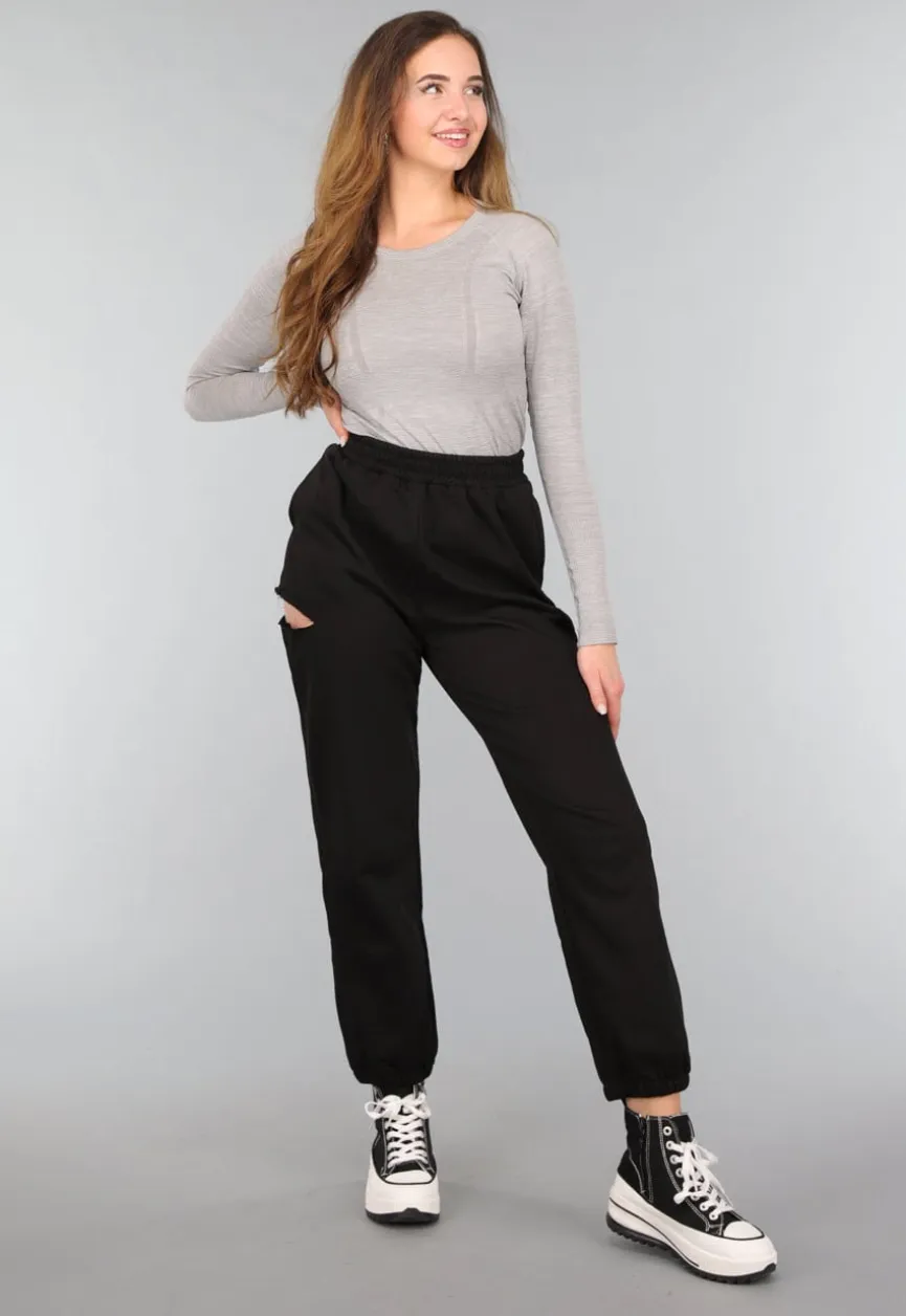 Zwarte Joggingbroek met Cutout