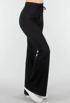 Zwarte Joggingbroek met Flared Pijpen en Elastische Taille