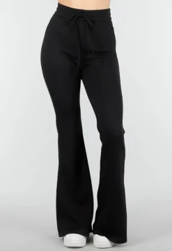 Zwarte Joggingbroek met Flared Pijpen en Elastische Taille