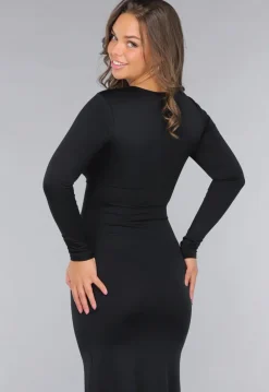 Zwarte Jurk met Pads en Twist Detail