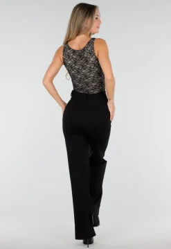Zwarte Kanten Body met Ronde Hals