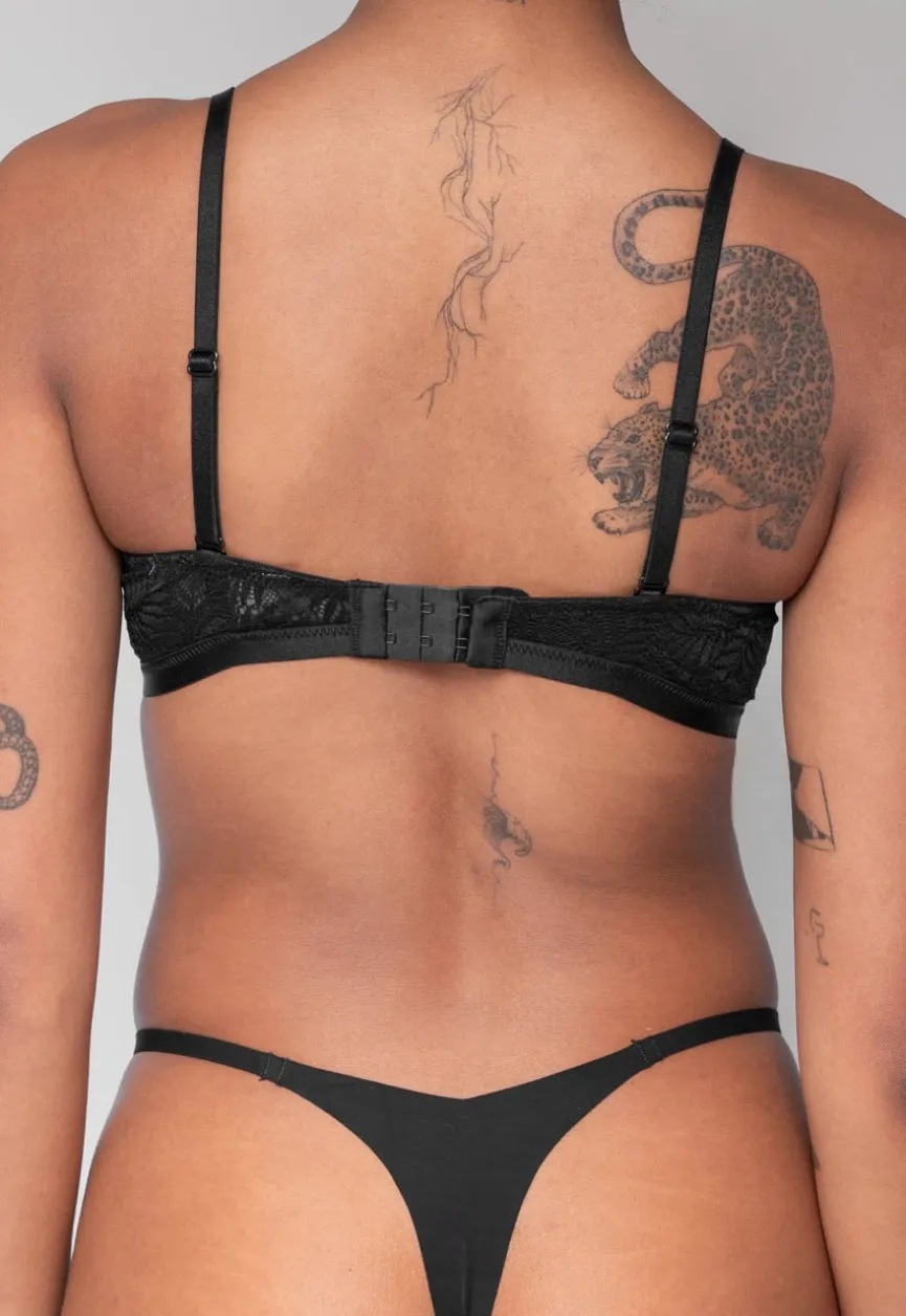 Zwarte Kanten Push-Up Beugel BH met Afneembare Bandjes