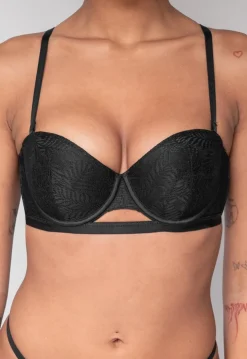 Zwarte Kanten Push-Up Beugel BH met Afneembare Bandjes