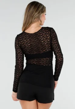 Zwarte Kanten Top met Splitten