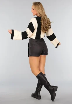 Zwarte Knielaarzen met Dikke Zool en Ritssluiting