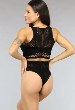 Zwarte Korte Fishnet Two Piece