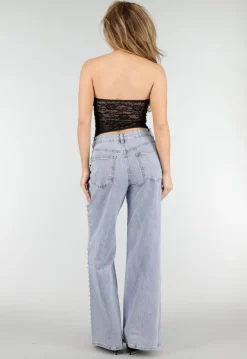 Zwarte Lace Bustier Top met Stretch
