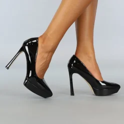 Zwarte Lak Pumps met Stiletto Hak