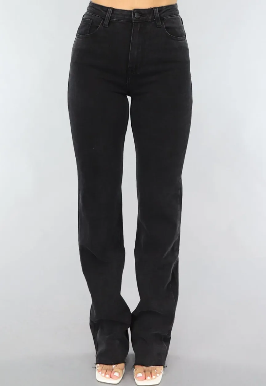 Zwarte Lange Straight Leg Tall Jeans met Stretch
